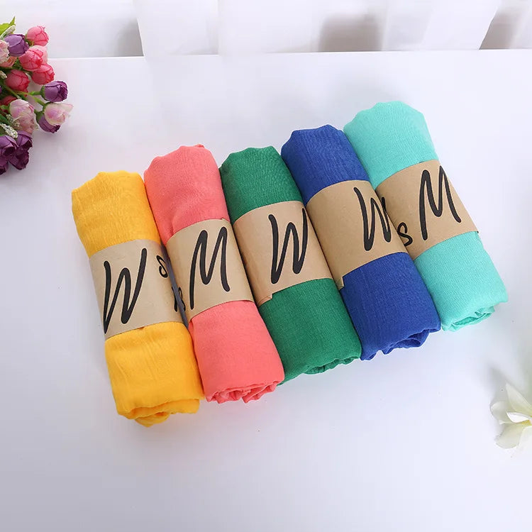 20 Colors Solid Color Hijab Scarf For Women Luxury Breathable Shawl Wraps Ladies Head Scarves Neck Bandana Black Scarfs Men Gift